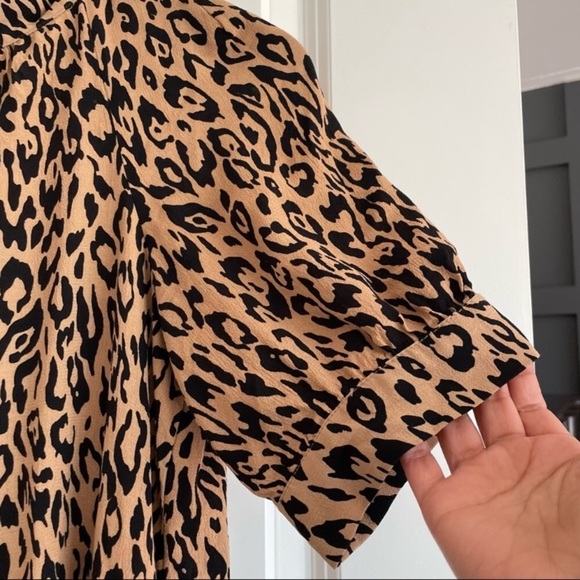 ANTHROPOLOGIE Mock Neck Cheetah Print Midi Dress - Picture 12 of 15